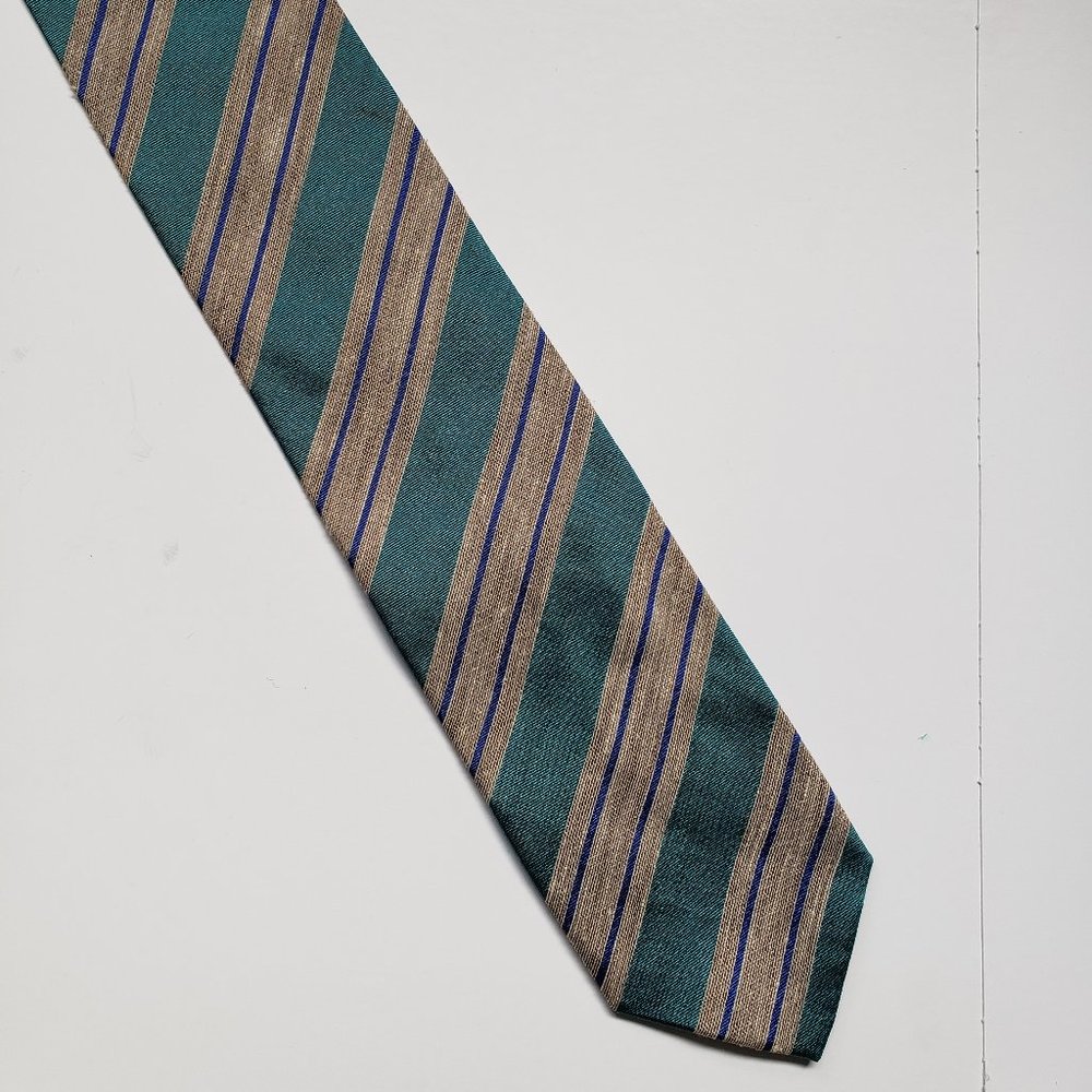 Men's Giorgio Armani Green Striped Silk Tie